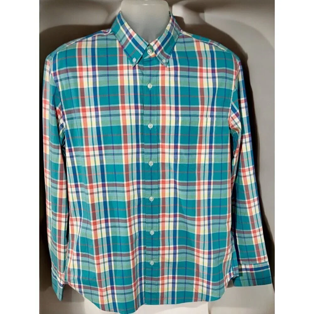 J.Crew Flex Washed Plaid Slim Untucked Shirt Button Down Long Sleeve NEW Large